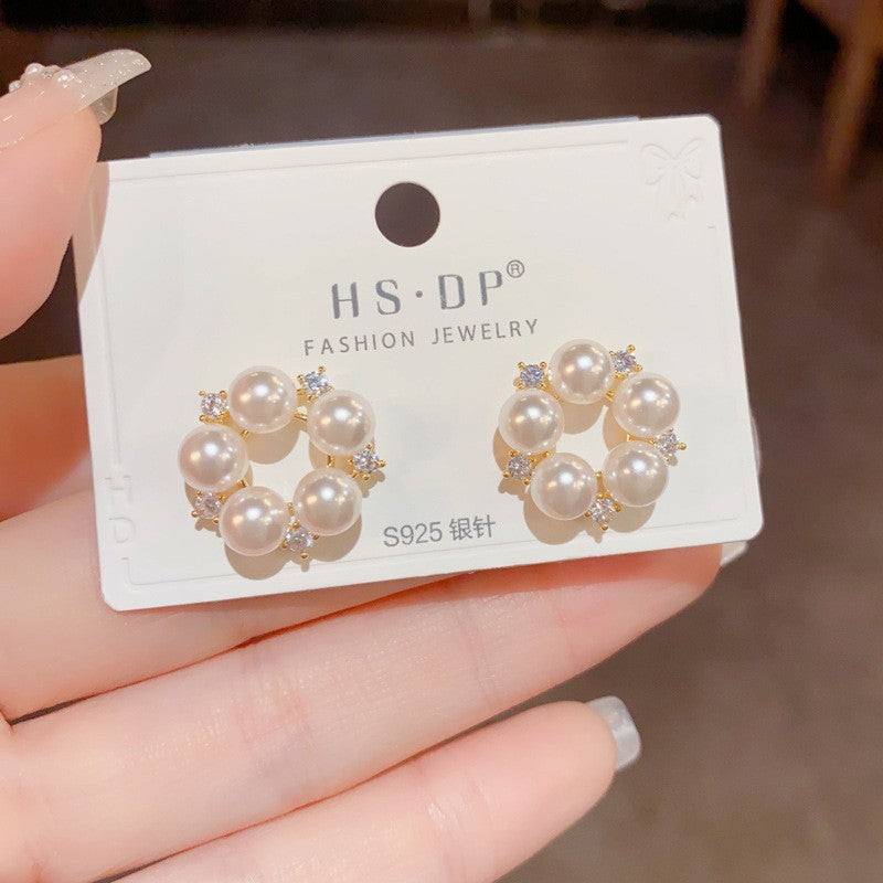 Elegant pearl hoop earrings