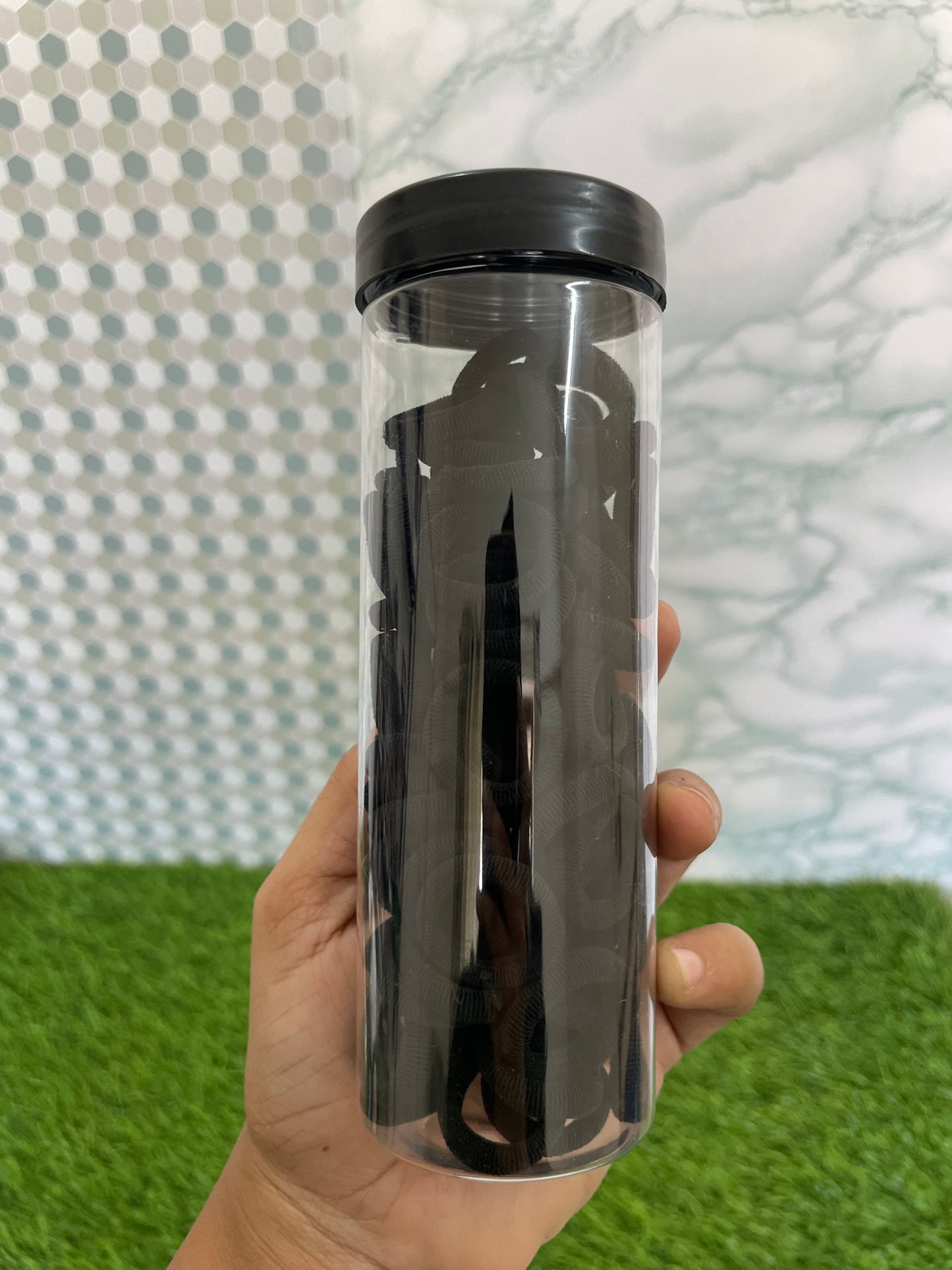 Mini Black Rubber Band Bottle
