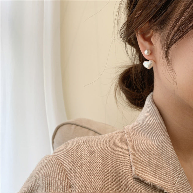 Pretty small heart shape pearl earrings