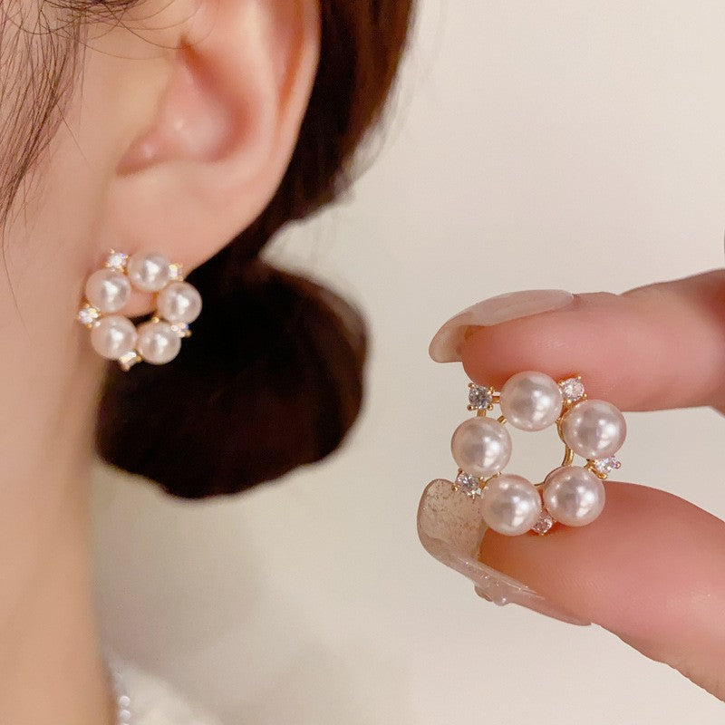 Elegant pearl hoop earrings