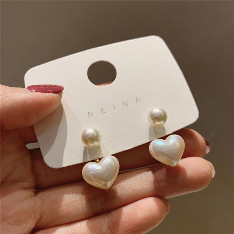 Pretty small heart shape pearl earrings